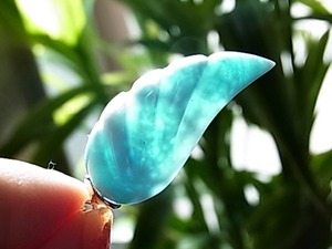 【美 ラリマー】幸せの美しい羽◆神秘透明/マリンブルー/美波◆A89◆silver925◆