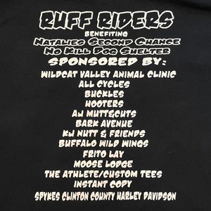 【RUFF RIDERS】音楽レーベル Tシャツ HIPHOP バイク XL ビッグサイズ アーチロゴ バックプリント 半袖 US古着 アメリカ古着