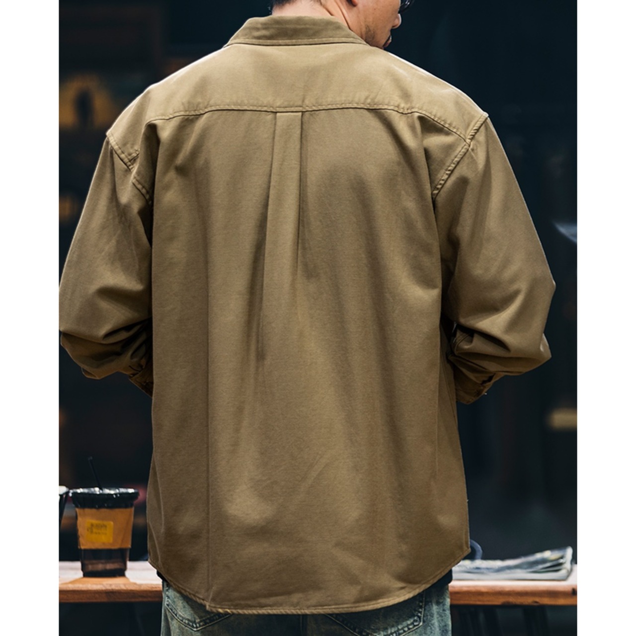 Button-Down Long Sleeve Shirt with Patch Pocket ◇H0241