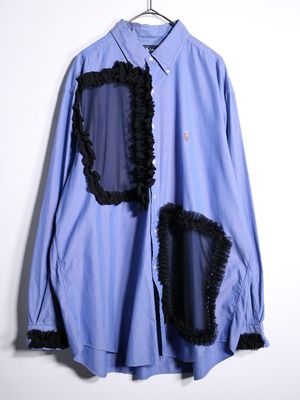 REMAKE / sheer × frill asymmetry window over silhouette shirt