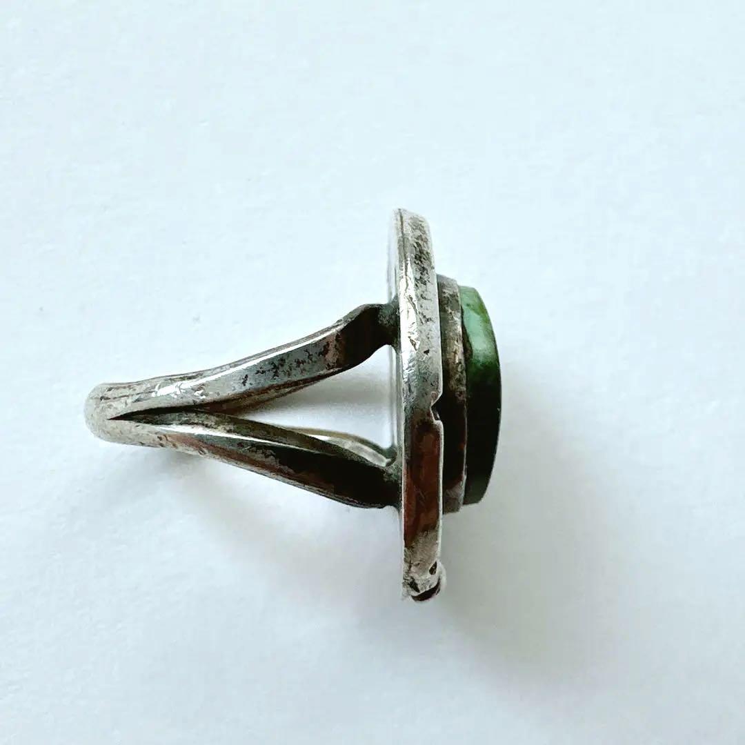 【J204】ヴィンテージ　ナバホ族　ネフライト　リング　7号 J204】ヴィンテージ ナバホ族 ネフライト リング 7号