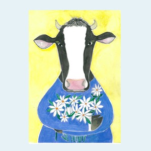 ポストカード　033番　「牛と花」2020
