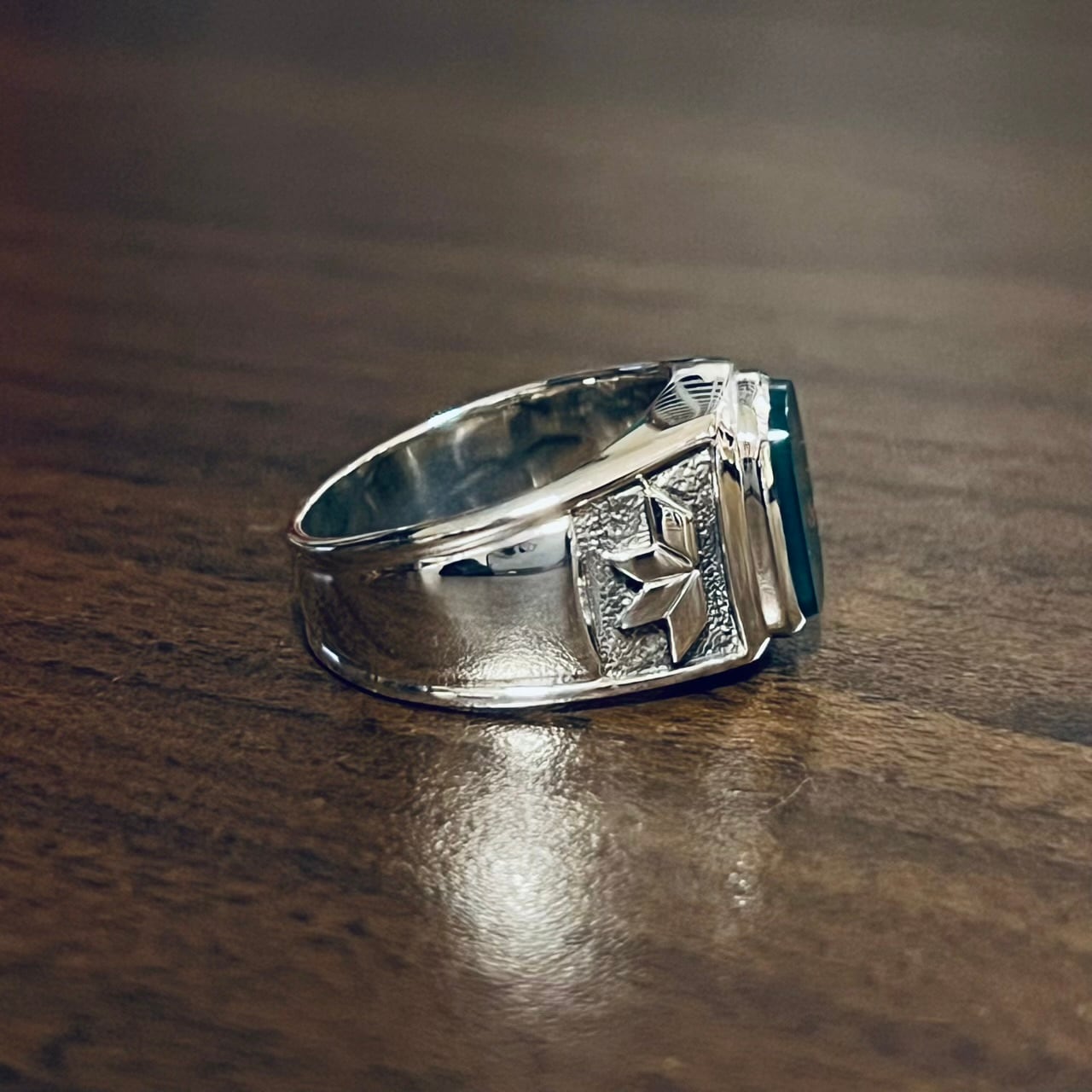 豪華ラッピング無料 VINTAGE Silver Sterling Ring Agate Green CO. & TIFFANY 14号~
