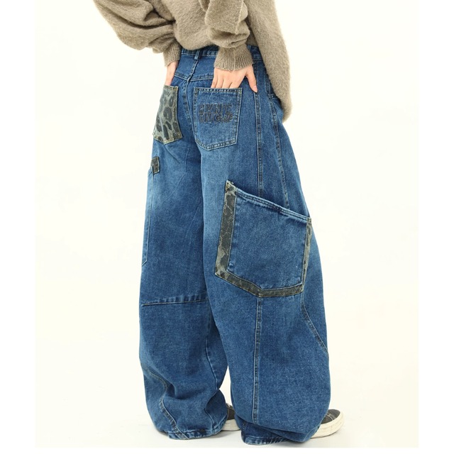 leopard-point pocket denim　レオパードポイントポケットデニム　J2097