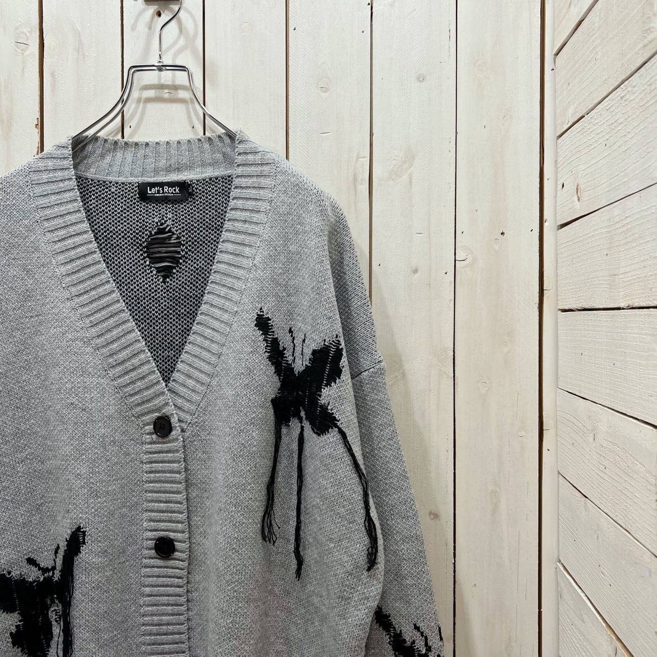 【VT-01243-3】Butterfly Handstitch Distressed Cardigan ...