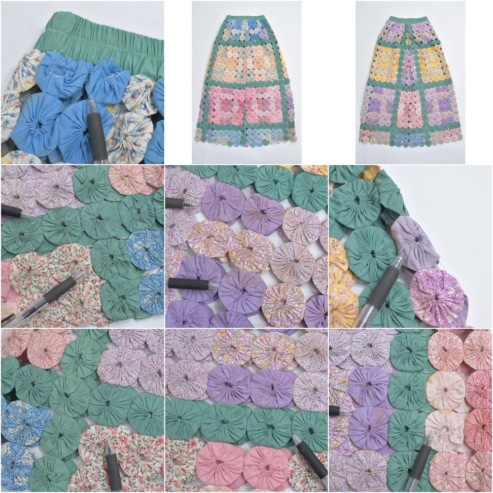 Remake ハンドメイド デザイン リメイク ヨーヨーキルト ロング