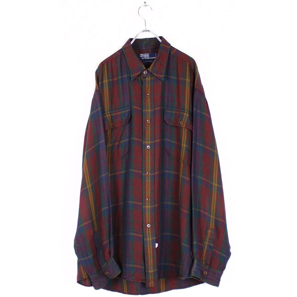 新作　美品　RALPH LAURENラルフローレン　チェック　クロップド　シャツ Polo by Ralph Lauren レーヨンタータンチェック柄シャツ【FF-0859】 | cv
