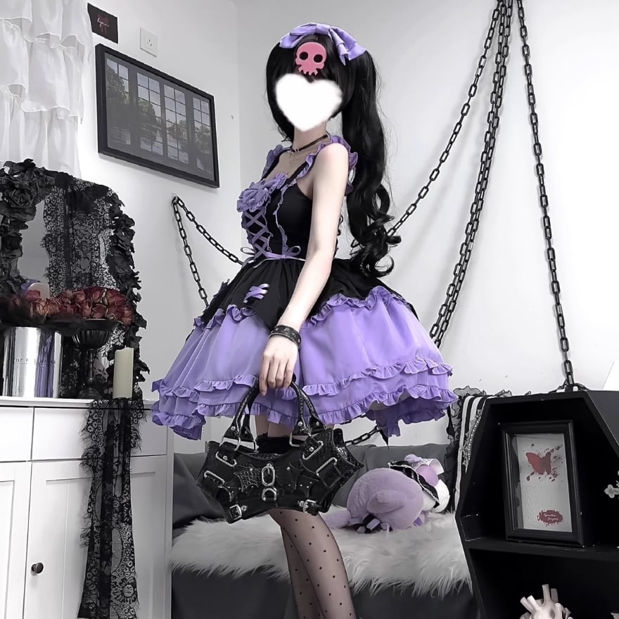 サブカル 服 地雷系 通販 ロリパン ジャンパースカート ヘアピン付属