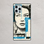 受注生産 iPhoneケース 青い紙片と女性の顔コラージュ｜人物コラージュ ZINE027C