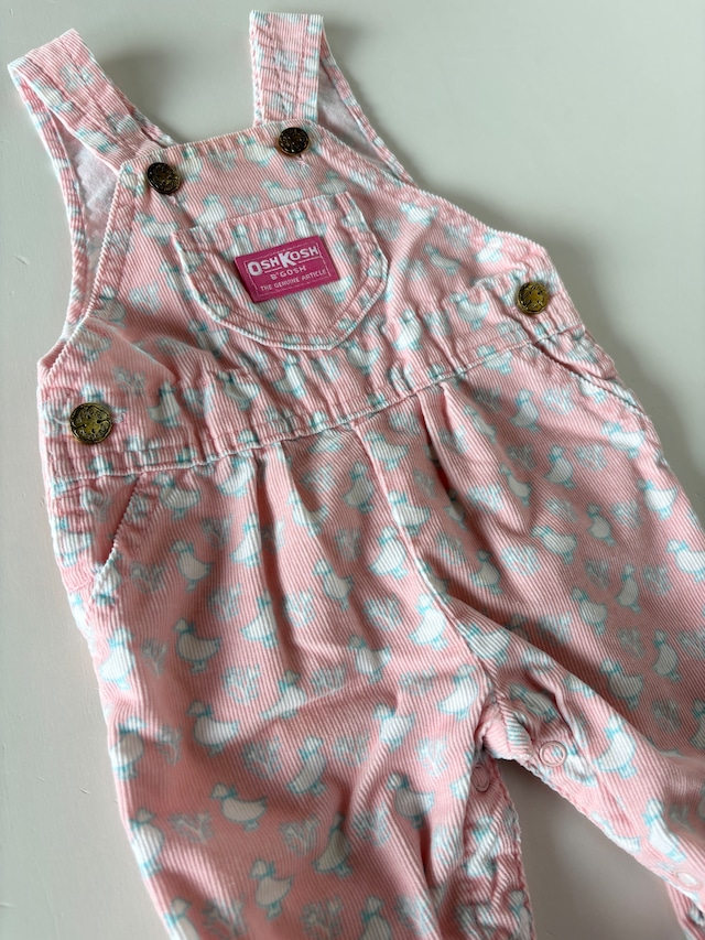 【6-9m・vintage】USA製 OshKosh 足つきオーバーオール