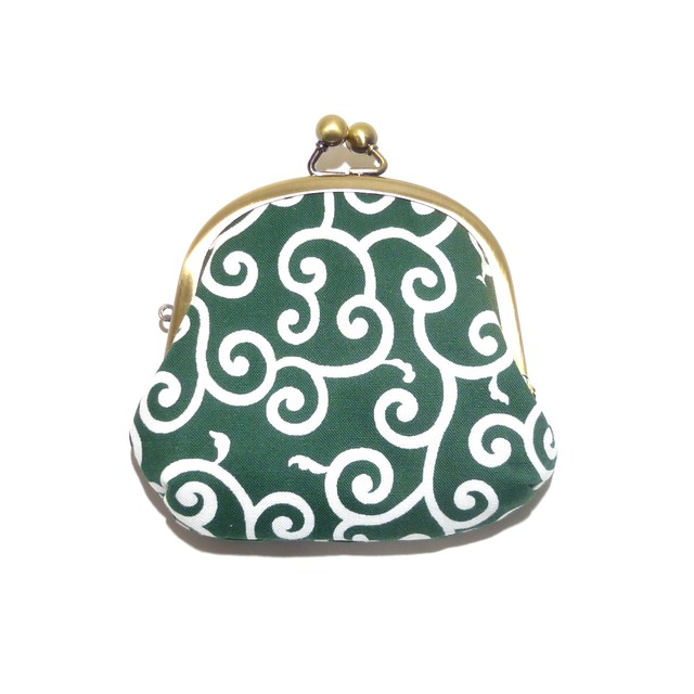 3/6追加★ 小さいサイズ 親子がま口 財布 唐草模様 緑 グリーン 和柄 G734