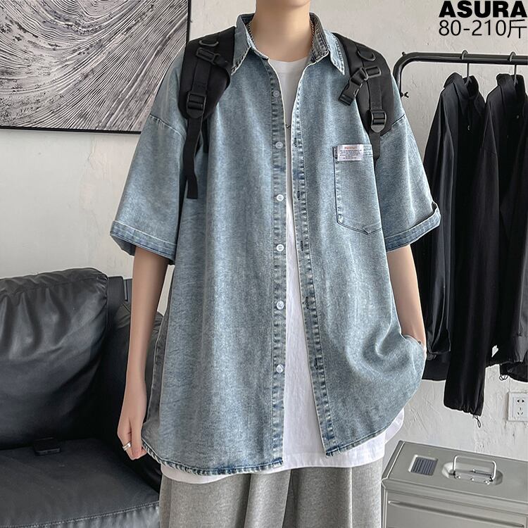 シャツ ルーズサマースタイル 大きめサイズ 夏物 ASURAプラスサイズメンズ49260294172