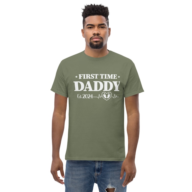 First time dad Tshirt メンズ コットンTシャツ 父の日プレゼント