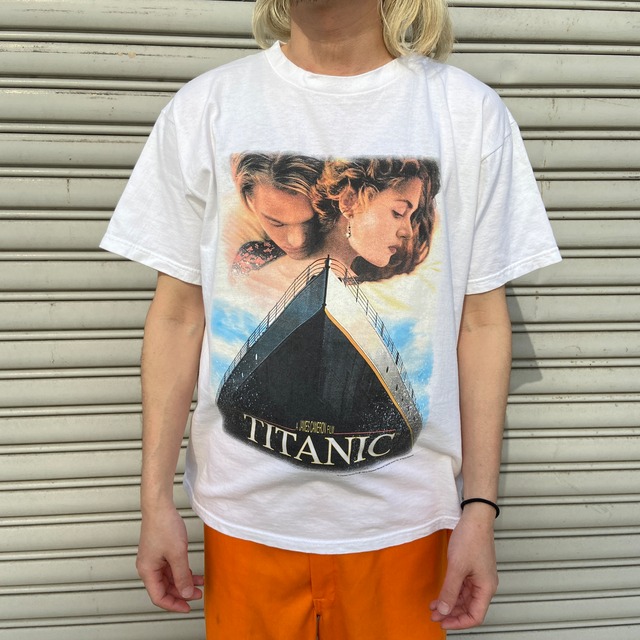 90s TITANIC ムービーTシャツ　USA製　白　L ディカプリオ　映画