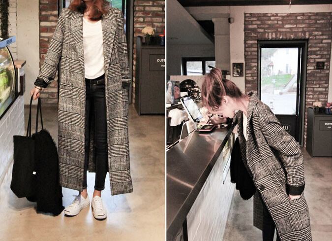 秋冬のオシャレコーデに大活躍☆グレンチェック柄ロングチェスター