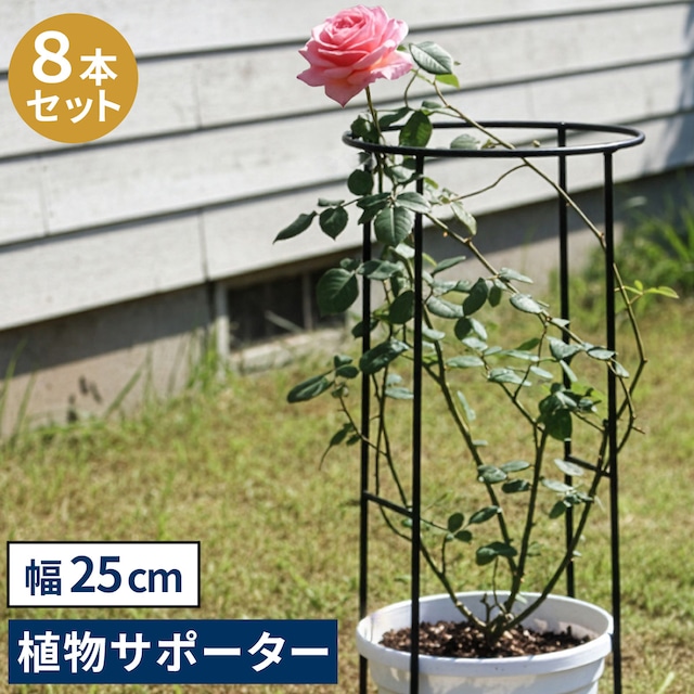 住まいスタイル アイアン製植物サポーター 幅25 8本セット IF-N0049-8P<br>奥行13 高さ50 ハーフリング 倒れ防止 広がり抑制 スチール 鉄製 支柱 園芸 植物サポート フラワーサポート 菜園 花壇