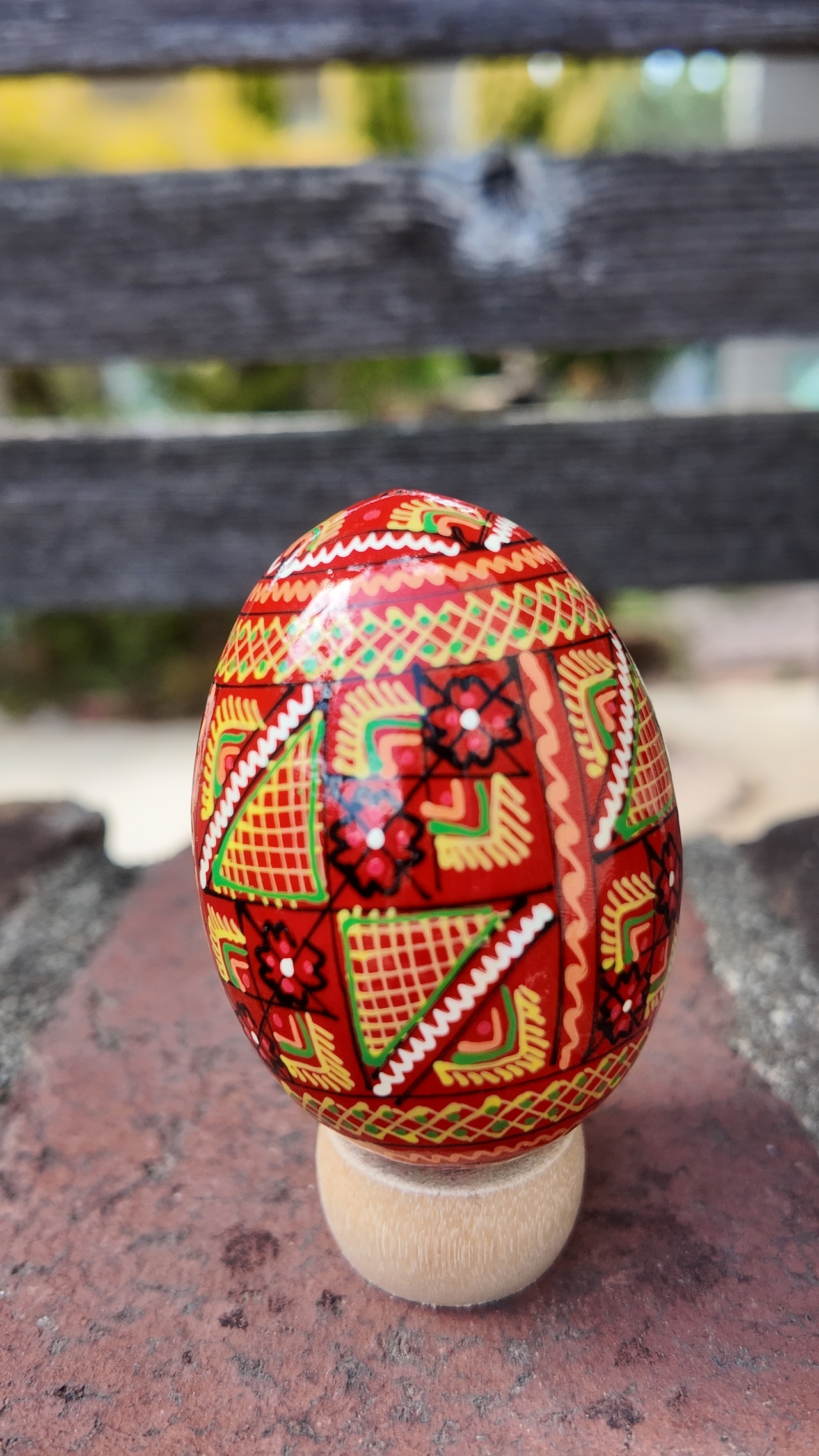 装飾用木製プィサンカ（イースターエッグ）with stand　コロミヤモデル - 2