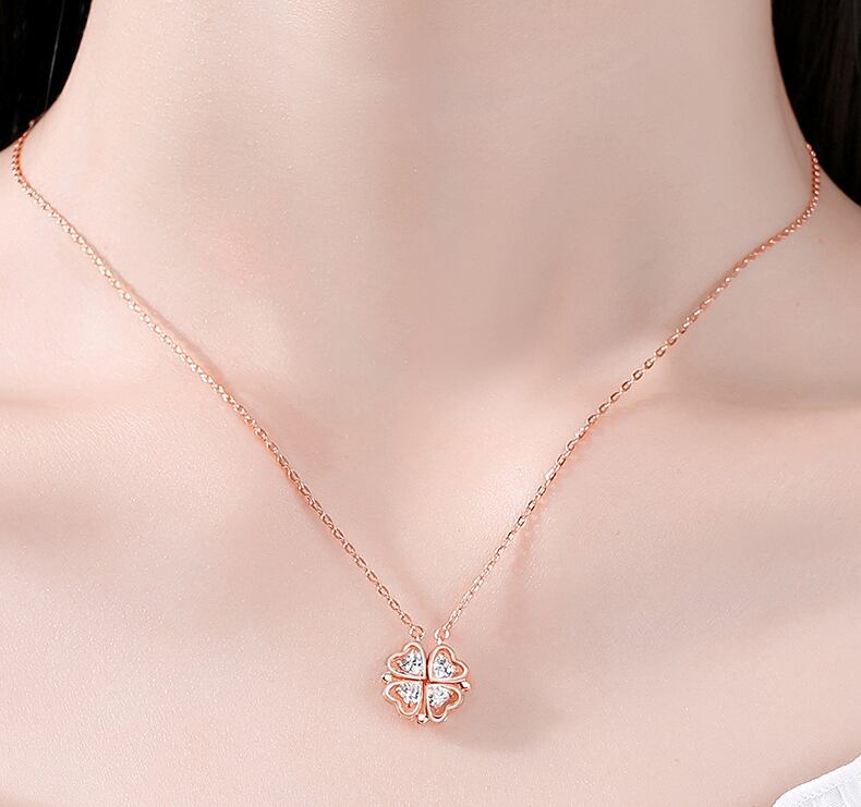 ジルコン ネックレス レディース シルバー925 ハート クローバー TL004