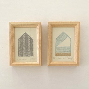 竹﨑勝代  TAKEZAKI Katsuyo 「朝もやの中へ」「朝霧」'into the morning haze''a morning mist' /woodcut print with frame