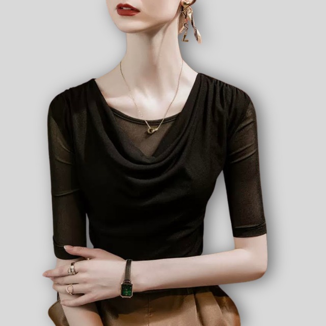 カシュクール ドレープ シアーレイヤード ダンストップス 5col D00591