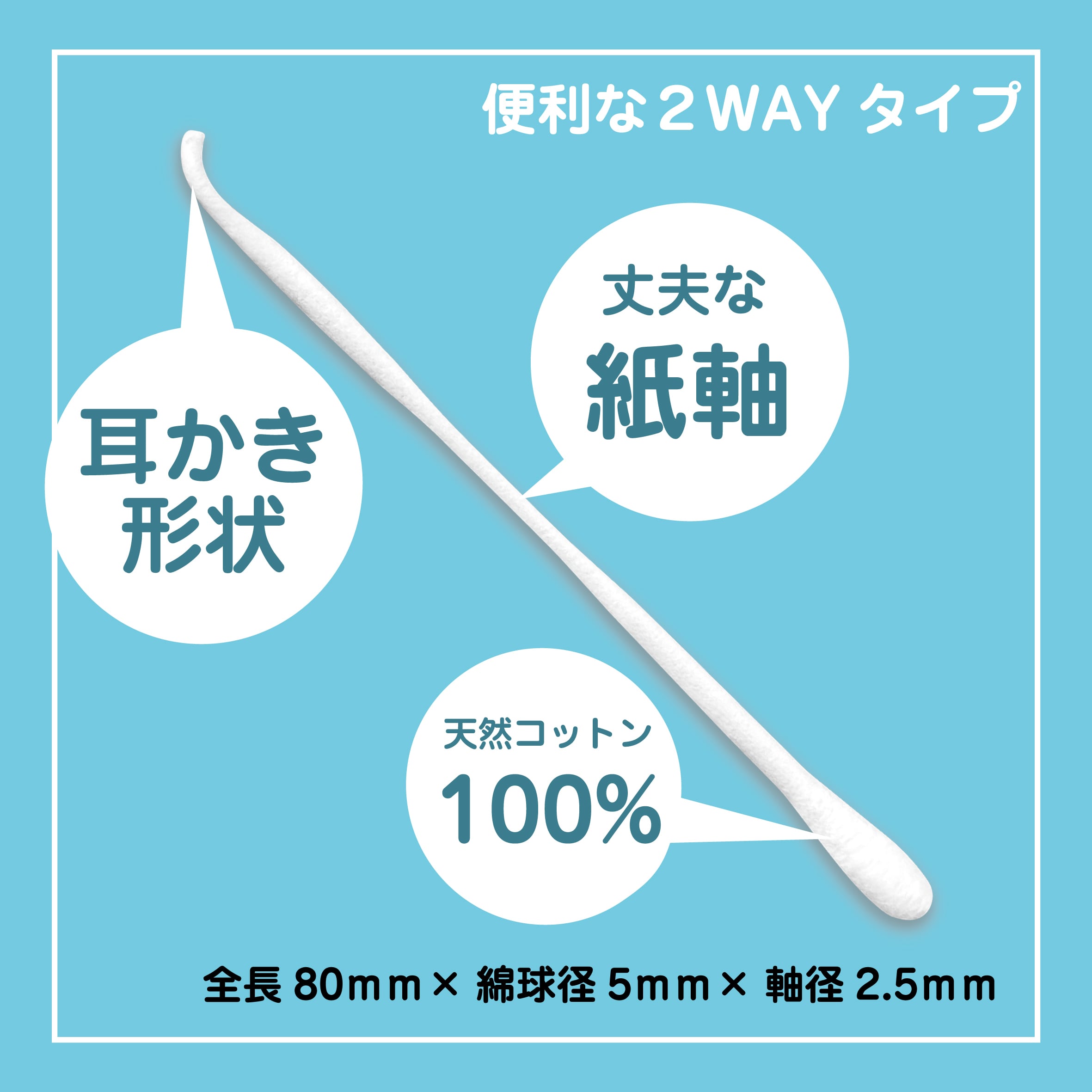 耳かき付綿棒 個包装2連／7000枚 | HEIWA MEDIC Co., LTD. All Rights