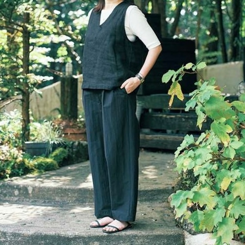 U PHORICA │スーピマコットンナイロンワイドパンツ（black, brown）