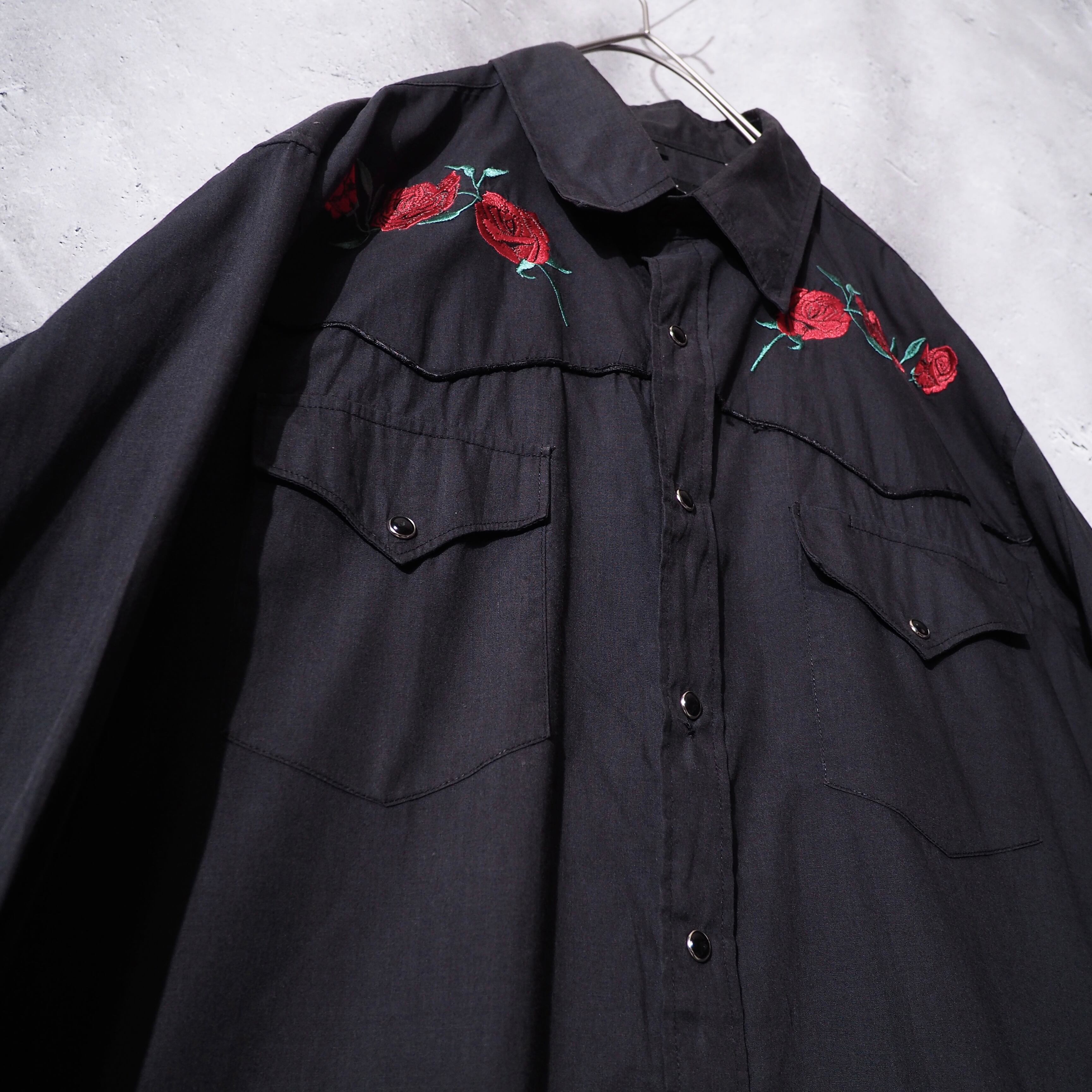 1990s Beautiful Flower embroidery vintage loose Western shirt