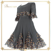 社交ダンス 衣装 スタンダード 上下セット ツーピース レッスンウェア パーティ衣装 Fashionα ファッション アルファ ブラック系 黒 オレンジ系 レトロ ドット柄 セットアップ トップス スカート フェミニン カジュアル おしゃれ 旅行用 ダンスウェア 機能性 ストレッチ モダン 社交 パーティーコスチューム デザイン 複数サイズ対応 柔らかい 使いやすい スタイリッシュ 目を引く キュート 軽やか