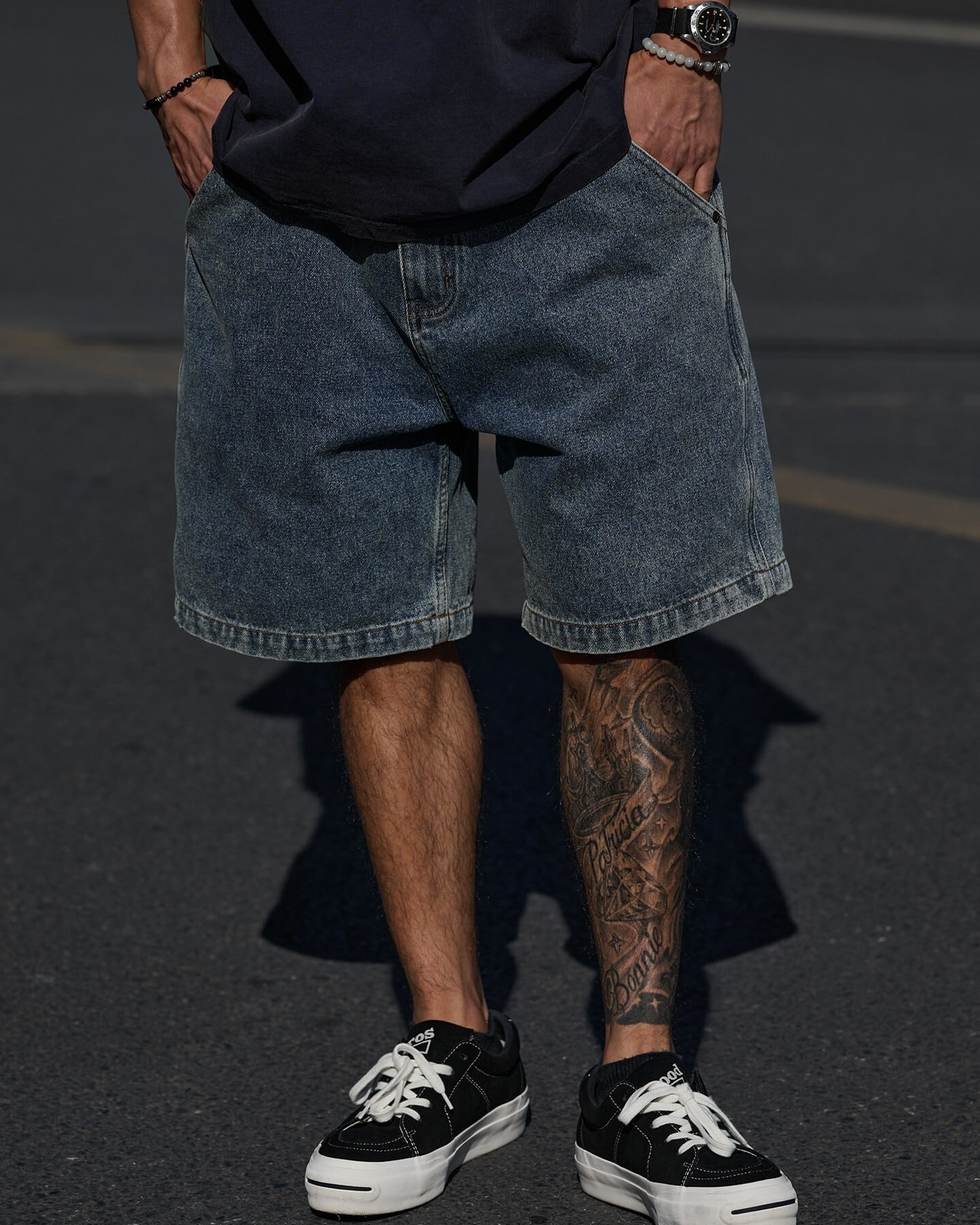 Washed Denim Work Pocket Half Pants x01261 | XPOSE