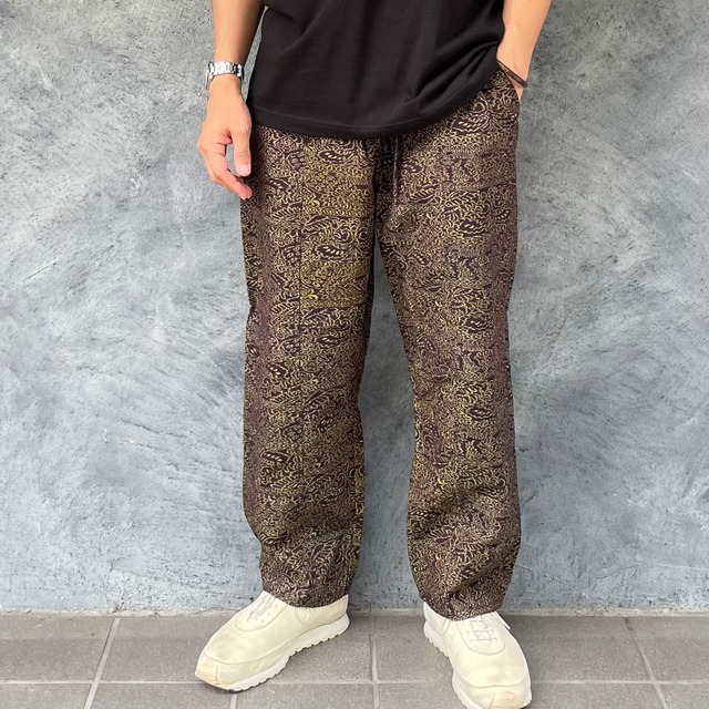 着物リメイクパンツ - kimono elastic waist pants