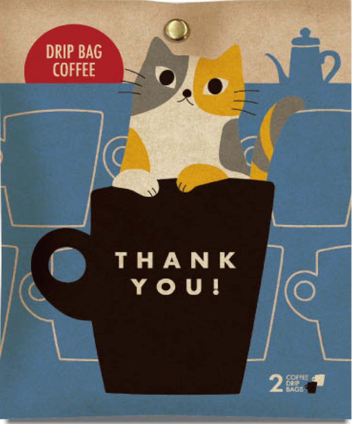 【珈琲】LetterGift 三毛猫とマグカップ マイルドブレンド 【ドリップバッグコーヒー2P入り 猫】