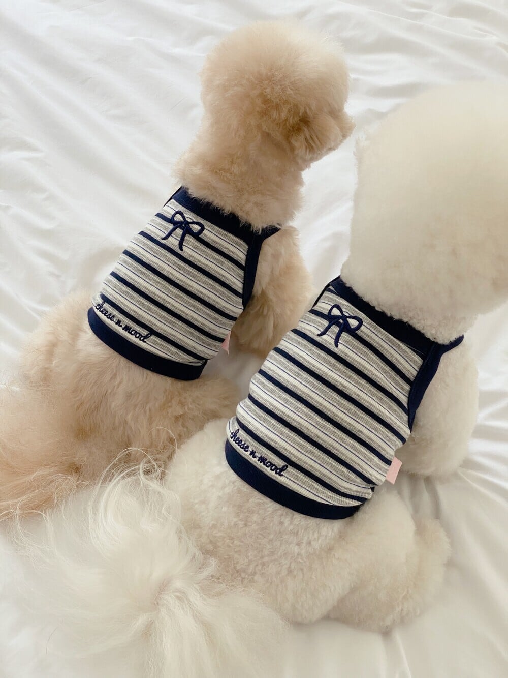 予約【cheese n mood】Stripe Ribbon Top (Navy)