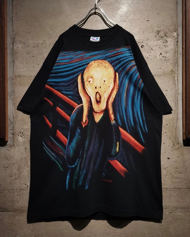 【Caka】90's "Edvard Munch" "The Sceram" "LIQUID BLUE" Vintage T-Shirt