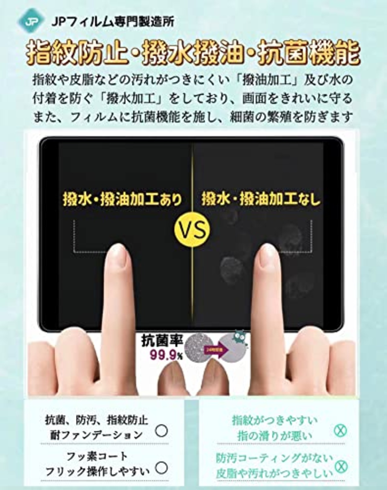 JPフィルム専門製造所液 XP-PEN Deco 01/Deco01 V2液タブ用 保護フィルム [ブルーライトカット・反射防止・アンチグレア] 指紋防止 抗菌 気泡レス 自動吸着