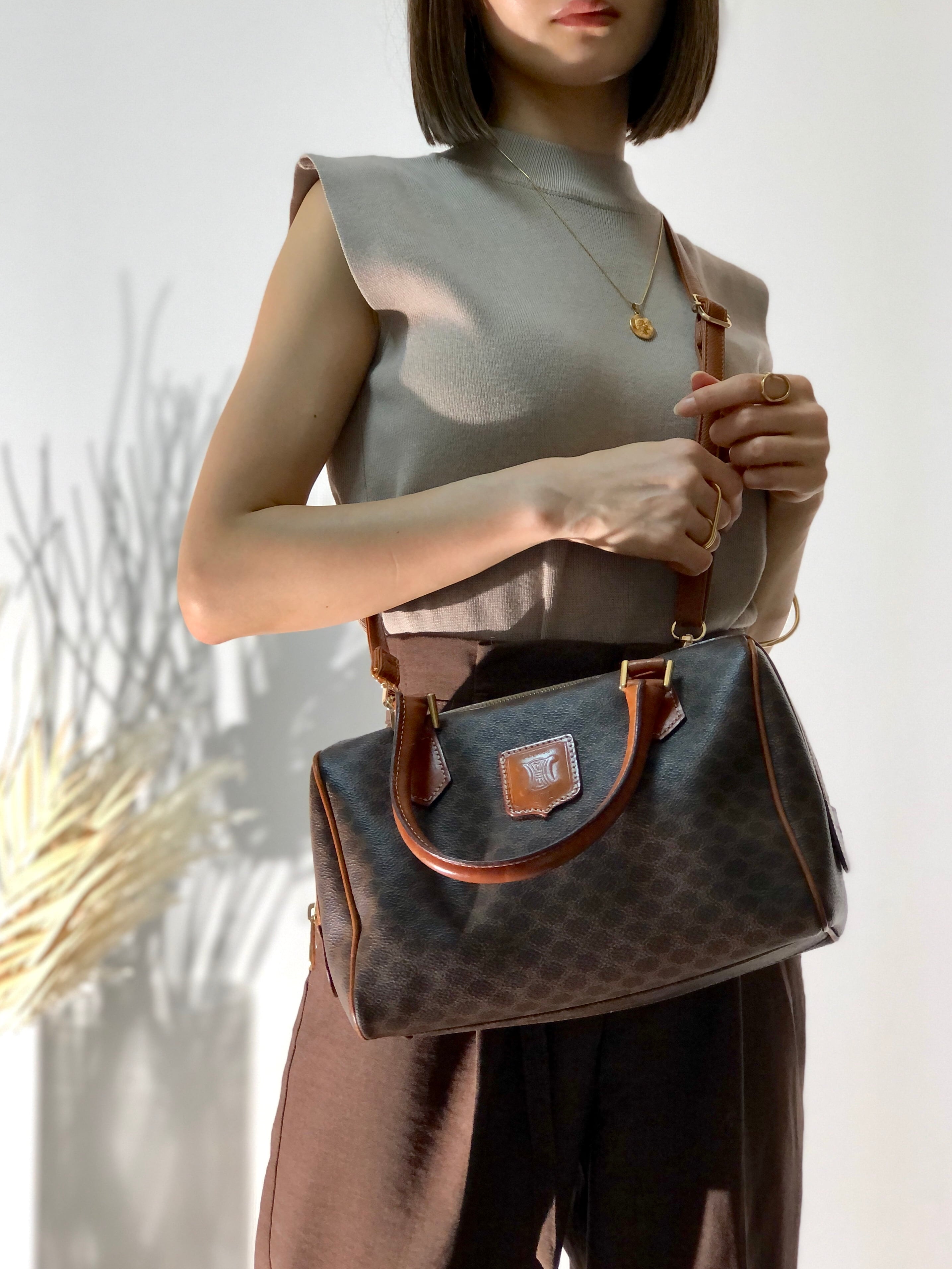 日本直送 名牌中古包 】CELINE セリーヌ マカダム ブラゾン型押し PVC