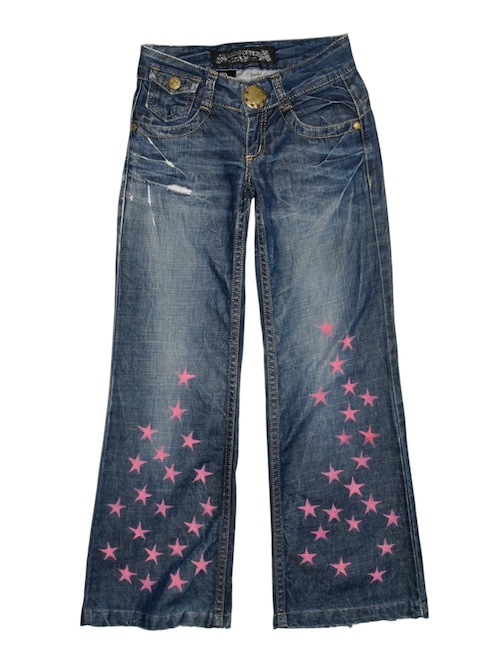 NETSU − REDPEPPER Low Rise Star Paint Jeans