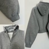 裏起毛ハーフZIPショート丈PK/グレー