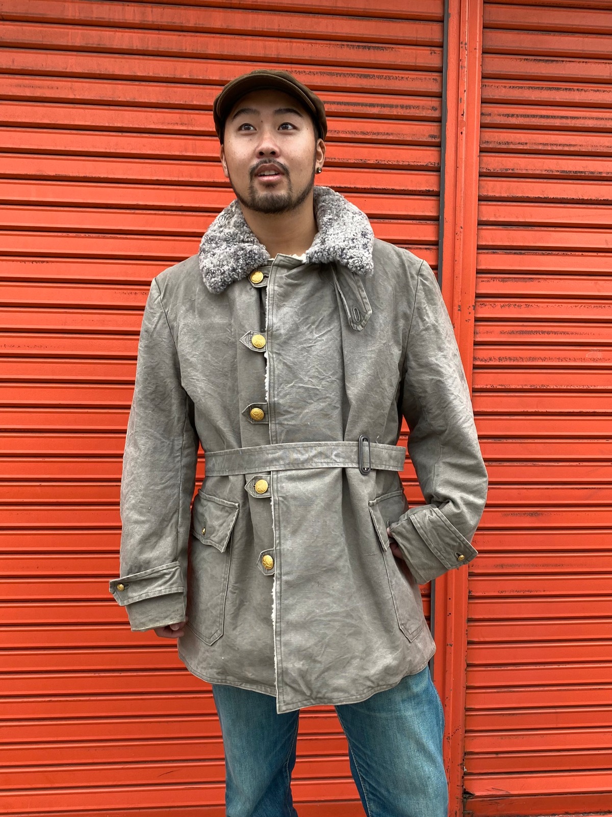 40s50s 脈打つ デッドストック フランス軍 リネンコート ヴィンテージ