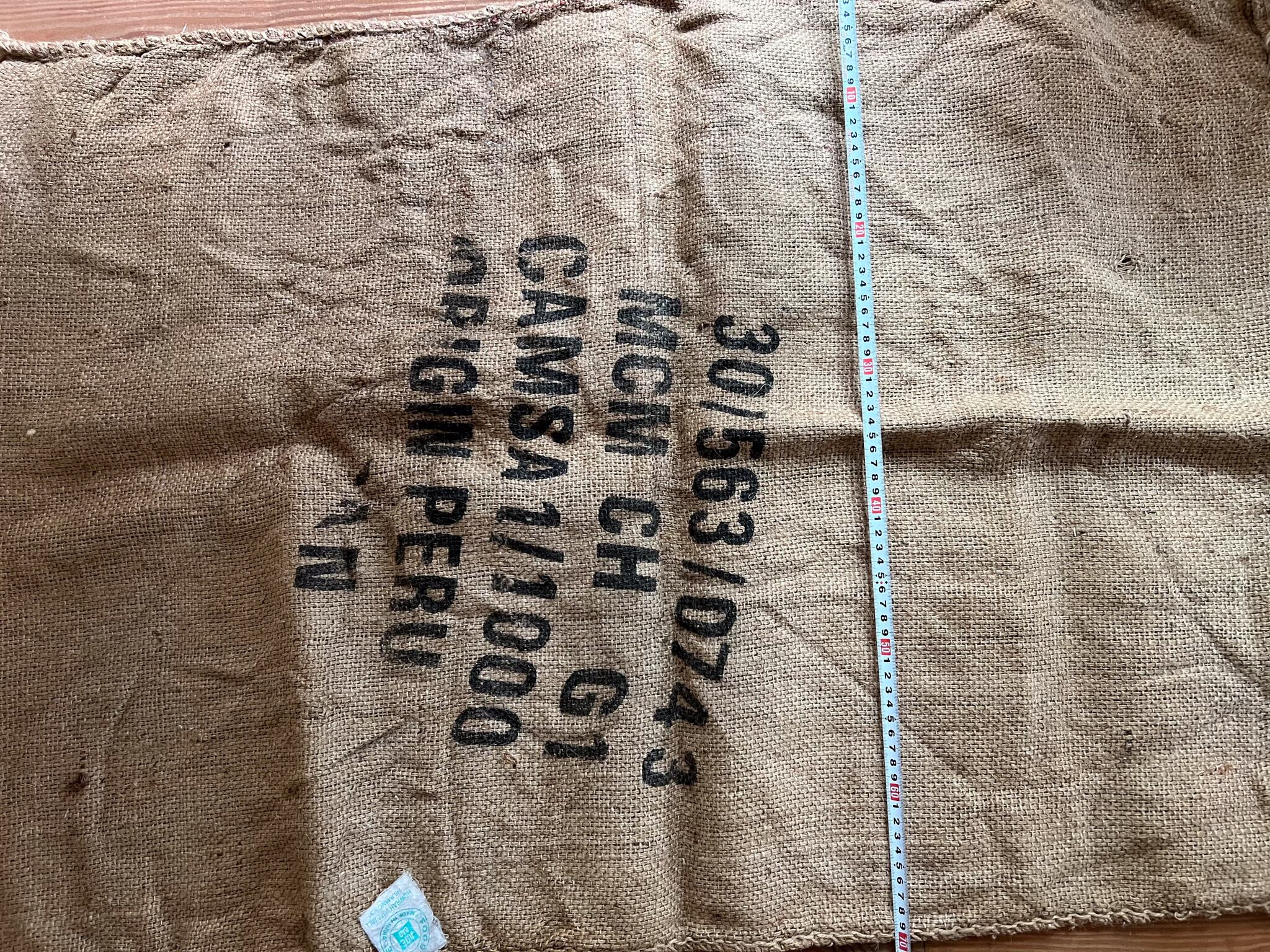 コーヒー豆の大きな古い麻袋(A) ヴィンテージ