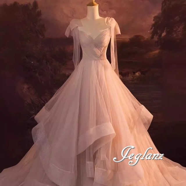 優雅 イブニングドレス カラードレス 背中開き ボタン 肩リボン（MB541）ζ