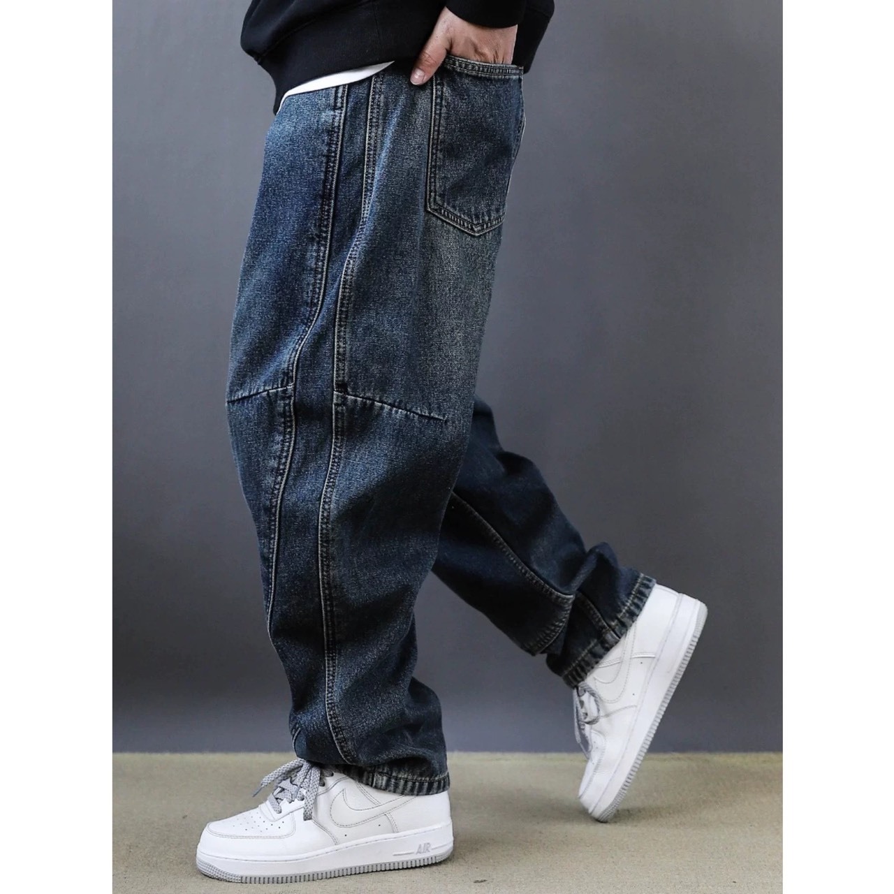 Curved panel denim pants 1233 - 5
