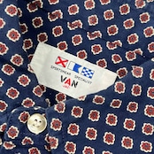 70s 当時物 VAN JAC SPORTSWEAR ヴァンヂャケット 花柄 総柄 BD ボタンダウン 長袖シャツM程度/ネイビー系 メンズ