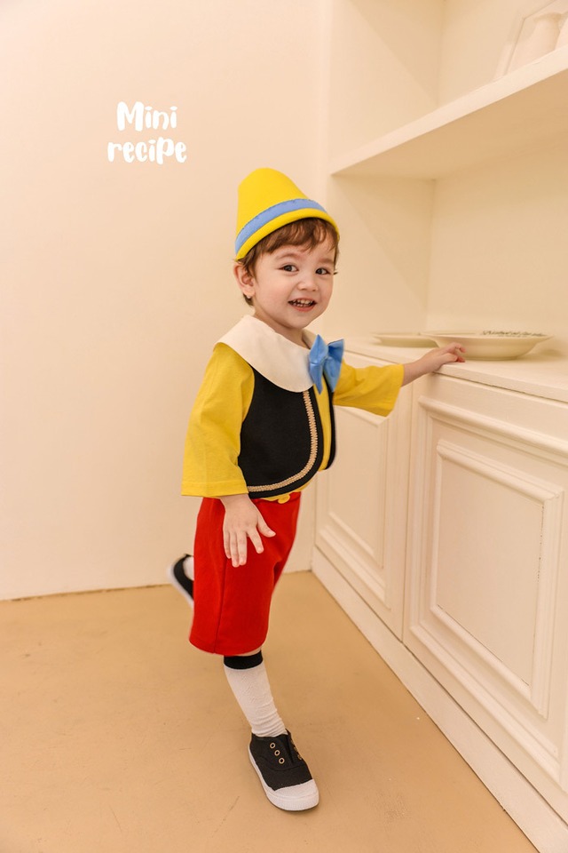 【即納】<mini recipe>  Pinocchio boy (hat+Tee+pants set)
