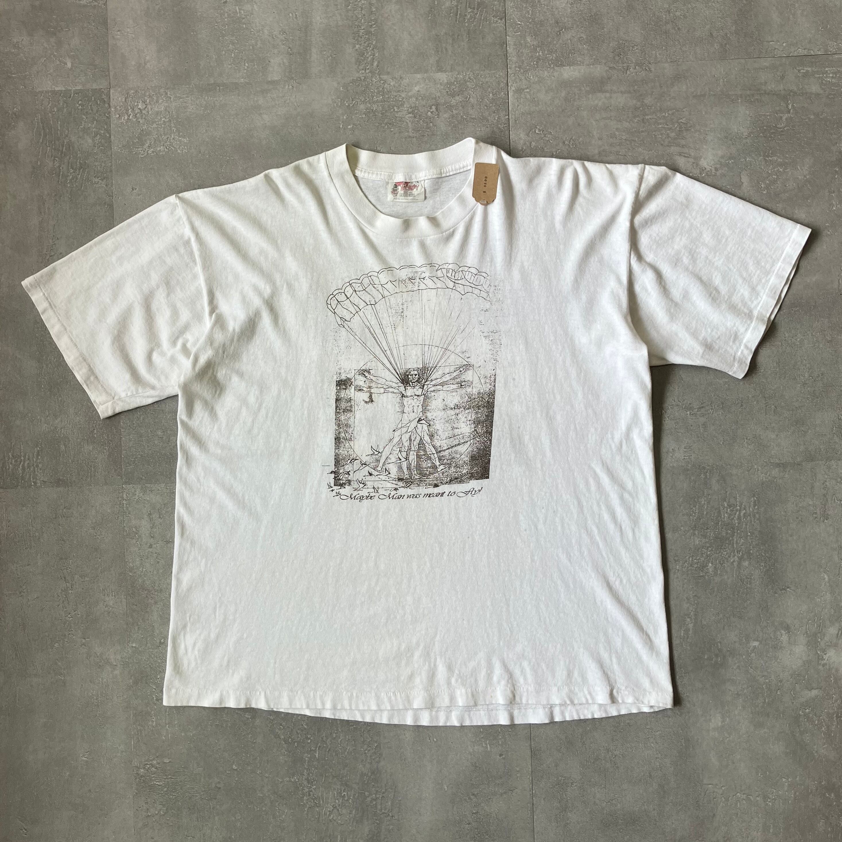 《L size》WHEAT BUCKLEY 90s レオナルド・ダ・ヴィンチ パロディTシャツ 企業系 No.3230