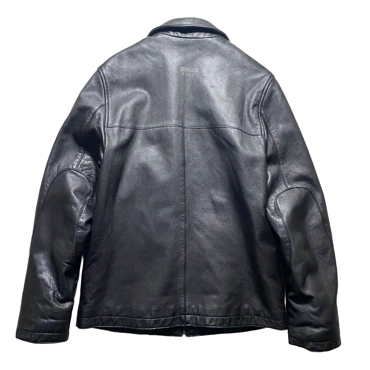 vintage VERSACE SPORT logo print black leather jacket