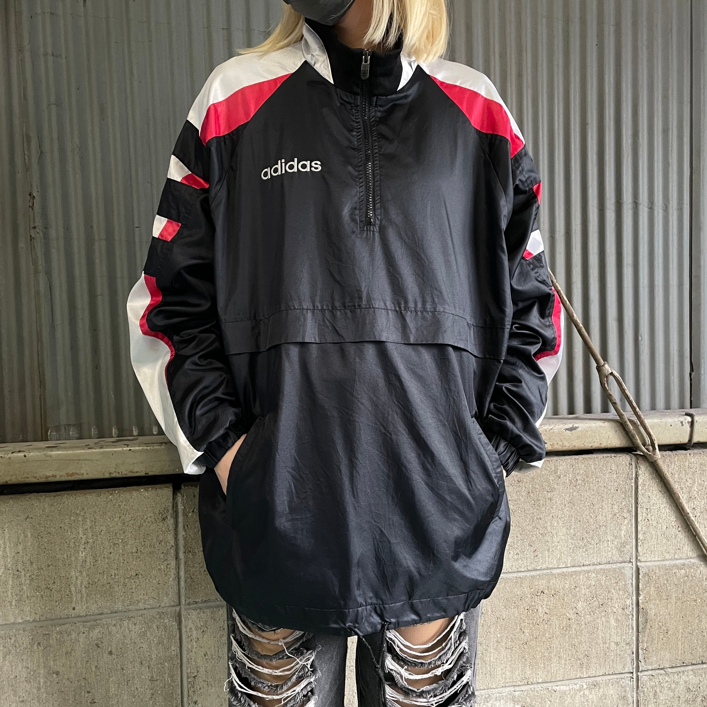 値下げ【adidas】80s vintage ハーフジッププルオーバージャケット