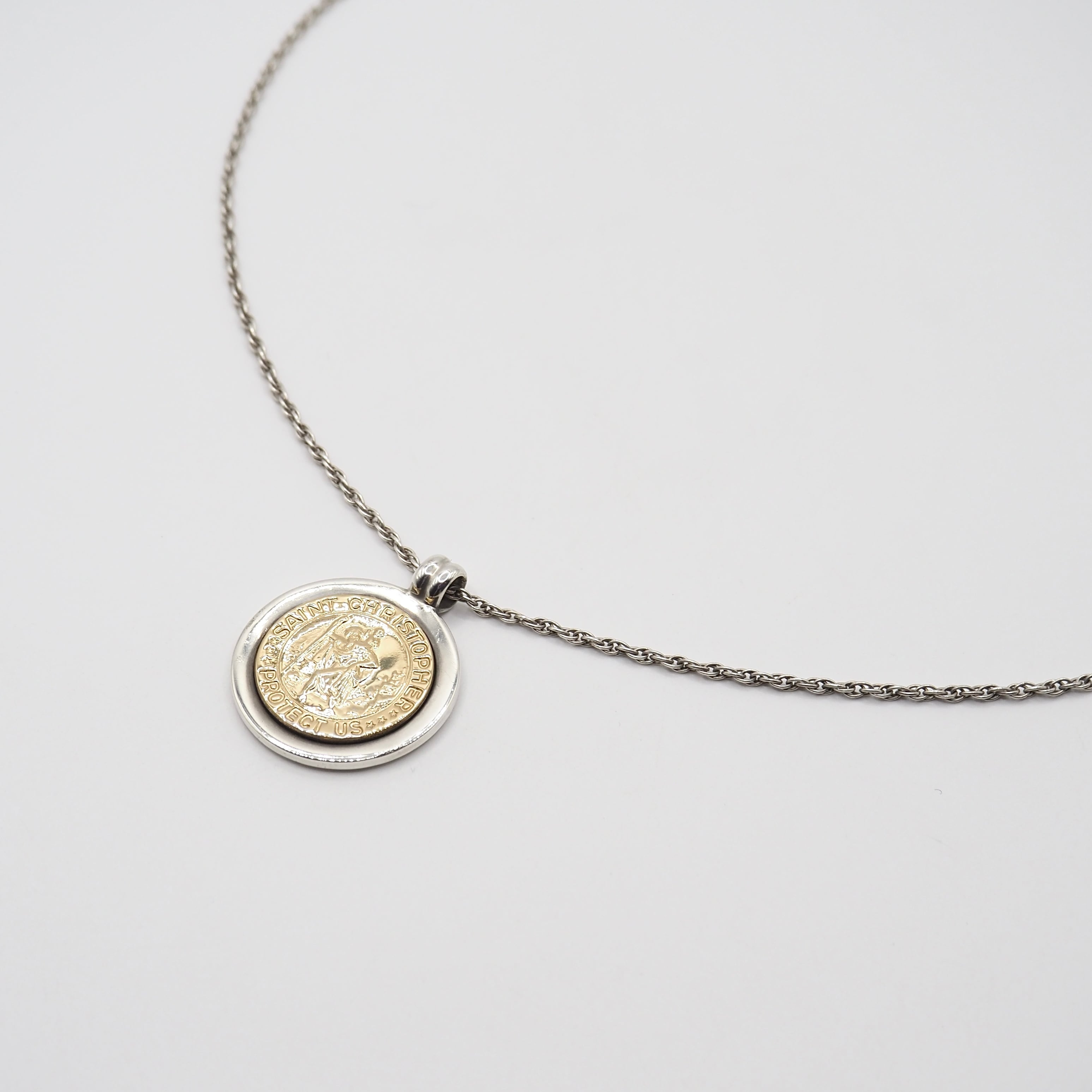 人気 Tiffany&Co. ネックレス セントクリストファー 925/750 Tiffany&Co. セントクリストファー コインネックレス コンビ シルバー
