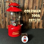 コールマン 200A 1971年11月製造 後期 ホワイトボーダー 白枠 ランタン COLEMAN 完全分解製造済み パイレックスグローブ 美品 キャンプ バースデー