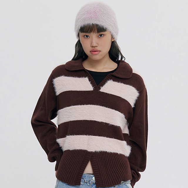 PLUMOSAKNITPOLO_ BROWN