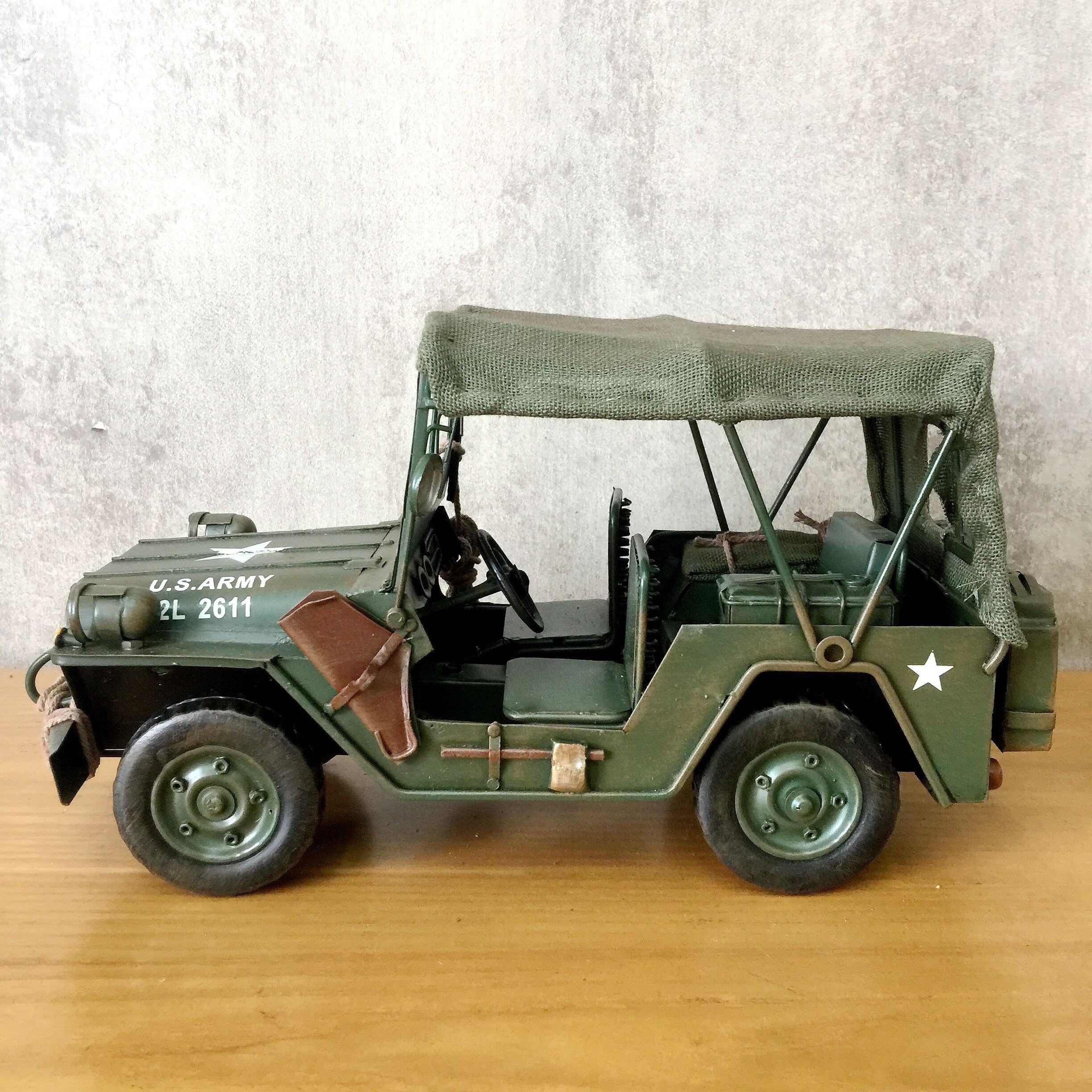 特大 メタル ブリキ 玩具 おもちゃ ミリタリー Military ジープ Jeep U.S.ARMY 米軍 軍用車両 陸軍 緑 アーミーグリーン  レトロ インテリア ディスプレイ 輸入雑貨 おしゃれ アート Art 人気 日本未発売 プレゼント ギフト コレクション 限定 置物 オブジェ ホテル  ...